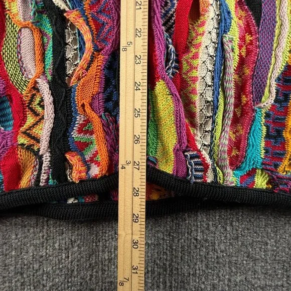 COOGI Australia Women Cardigan Sweater Colorful Knit 3D Large Cotton Pockets